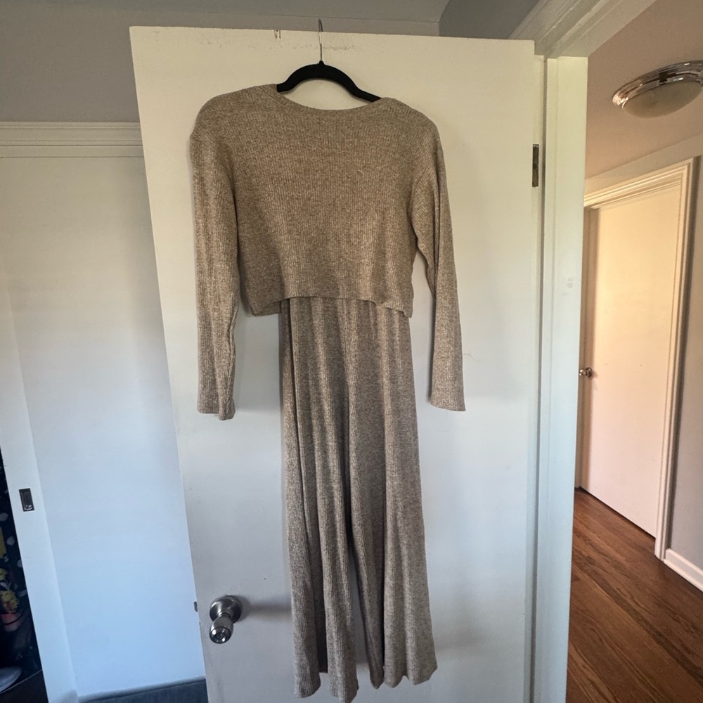 Zara girls, Tan Knit pantsuit wide leg-NWT, 11/12